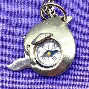 Unique vintage stainless steel dolphin compass 30 inch necklace!